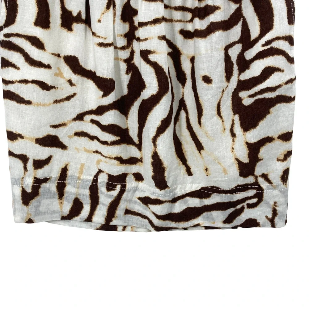 Banana Republic 10 Brown White Animal Print Mini Skirt Linen